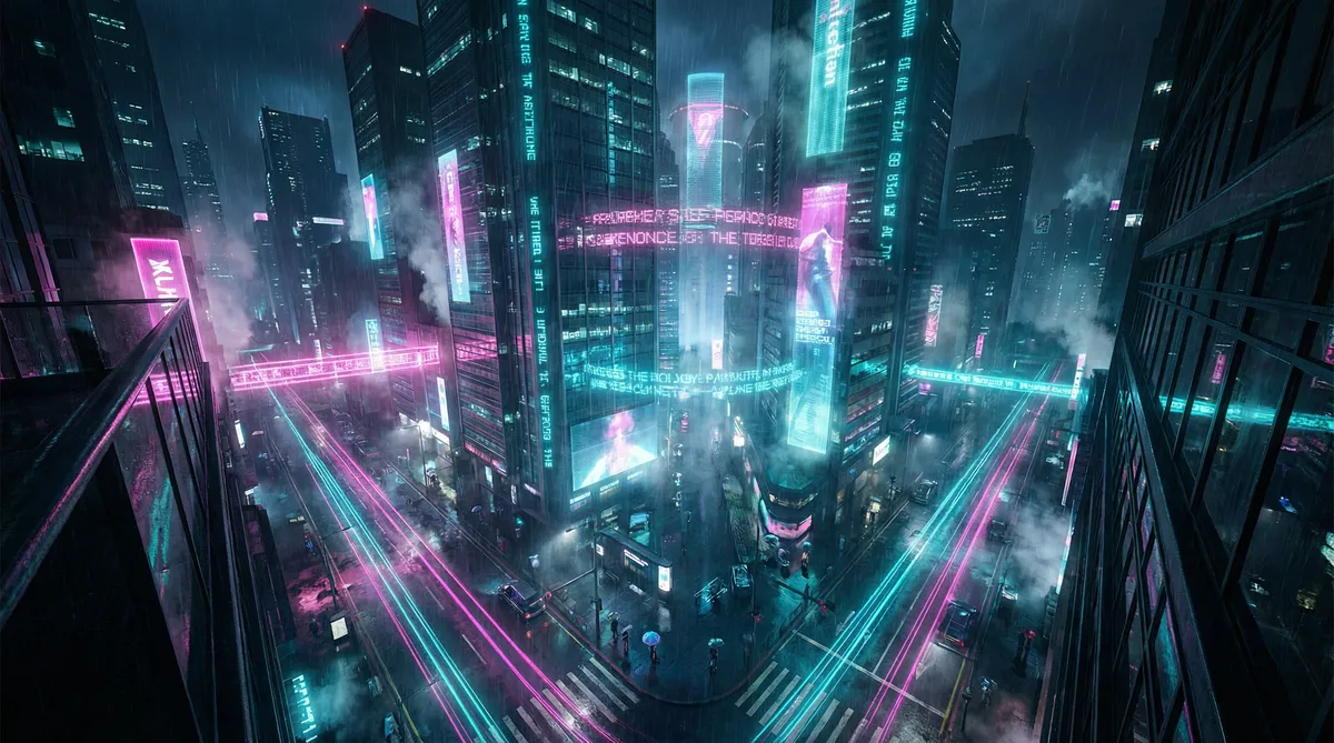 未成年不许看 竖屏短剧平台首页背景 - 赛博朋克都市夜景